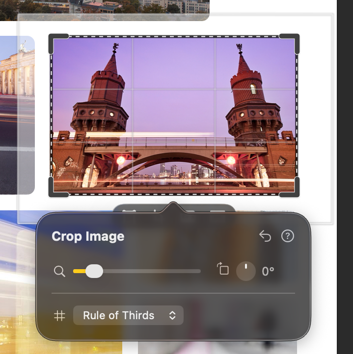 The Rule of Thirds composition guide overlaid on an image during cropping